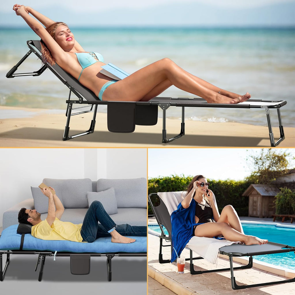 Folding Camping Cot Bed with Adjustable Positions, Pillow & Carrying Bag Y99300