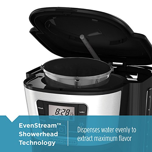 BLACK+DECKER 12 Cup Thermal Programmable Coffee Maker, Black/Steel P7250