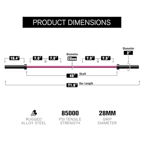 RITFIT Olympic Barbell 4ft/6ft 2 Inch Weight Bar for Strength Training, 500lbs Capacity F369