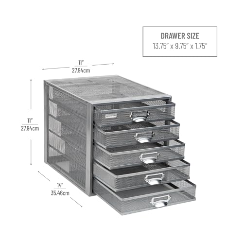 Mind Reader 10-Drawer Metal Mesh Desk Organizer, Silver N923041