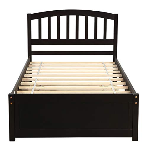 SOFTSEA Full Size Platform Bed with Storage Drawers and Bookcase Headboard, White V613109