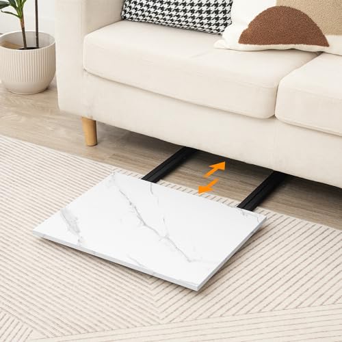 HOOBRO Folding TV Tray Tables, Set of 2, Marble and Gold C48497
