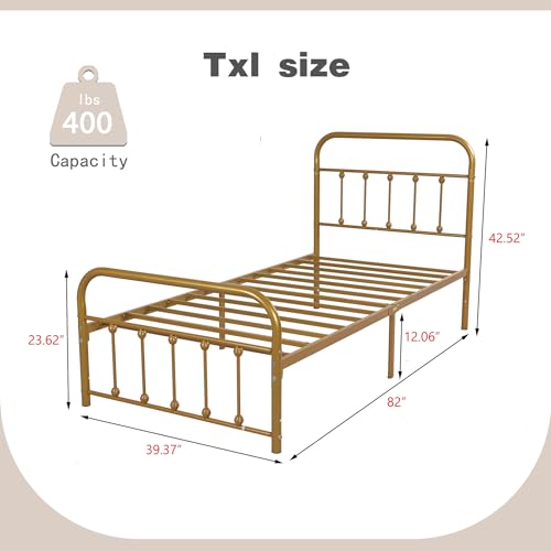 alazyhome Classic Metal Platform Bed Frame with Victorian Headboard, Full Size, Black P6111
