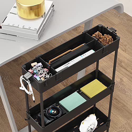 SPACELEAD Slim Storage Cart 4 Tier, Rolling Utility Cart for Bathroom & Kitchen, White Q18019