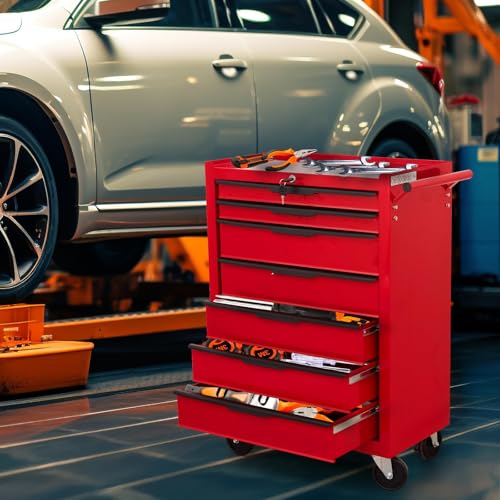 6-Drawer Rolling Tool Chest Cabinet with Wheels and Locking, Black W270288