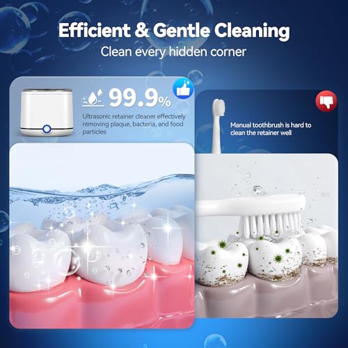 Ultrasonic Retainer Cleaner 48kHz for Dentures, Braces, Night Guard, Jewelry A47712