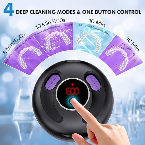 Upgraded Ultrasonic Retainer Cleaner Machine, 45kHz, 200ML, Black W75021