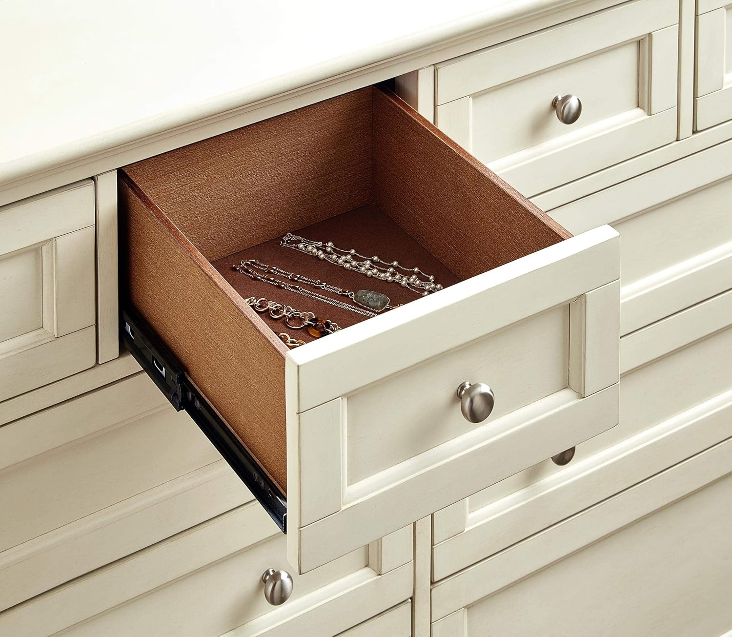 Northlake 8 Drawer Coastal Solid Wood Double Dresser White Linen O132