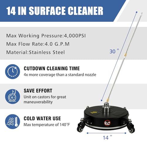 JANZ Pressure Washer Surface Cleaner 14 Inch with 4 Wheels J74032