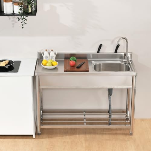 Stainless Steel Freestanding Utility Sink with Faucet L128