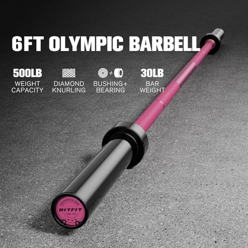 RITFIT Olympic Barbell 4ft/6ft 2 Inch Weight Bar for Strength Training, 500lbs Capacity F369