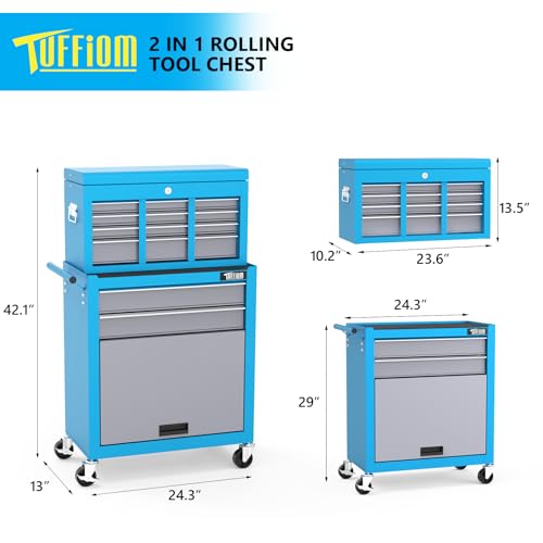 TUFFIOM 5-Drawer Rolling Tool Chest with Lockable Wheels X4579