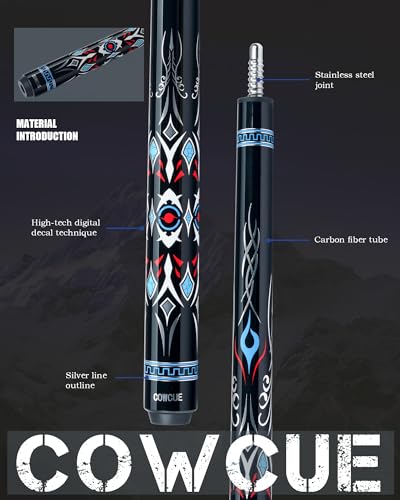 CRICAL Carbon Fiber Pool Cue Stick 58" with 12.5mm Tip J317692