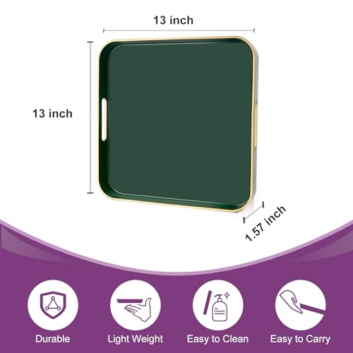 Gifturbo Blue Serving Tray with Handles, Rectangular Plastic Tray J15614