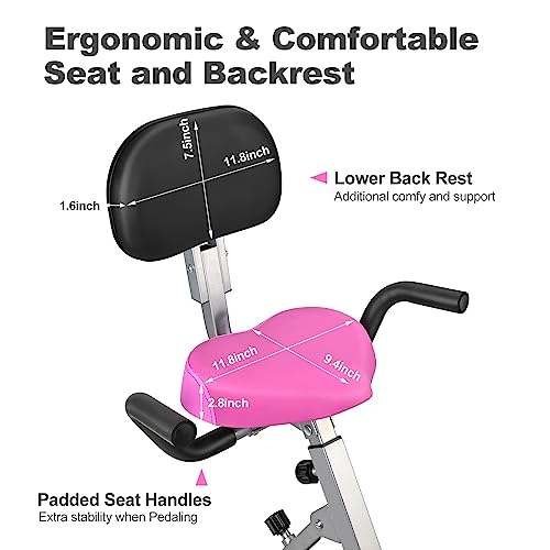 Foldable Exercise Bike with Adjustable Backrest and Pulse Sensor Z4685