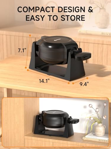 Waffle Maker, 1400W Double Belgian Waffle Iron, Nonstick, Black Q215571