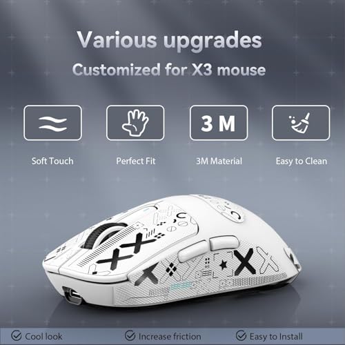 ATTACK SHARK X3 Wireless Gaming Mouse, 49g Ergonomic, PAW3395 26K DPI, White C238377