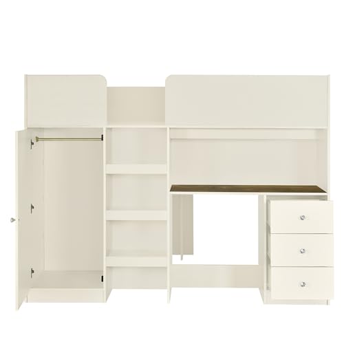 Harper & Bright Designs Full Loft Bed with Desk and Storage, Gray K73009