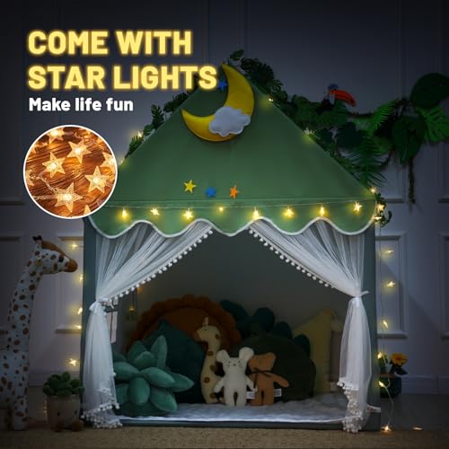 Wilwolfer Kid Tent with Mat and Star Lights - Indoor Playhouse for Toddlers and Girls (Pink) N411519