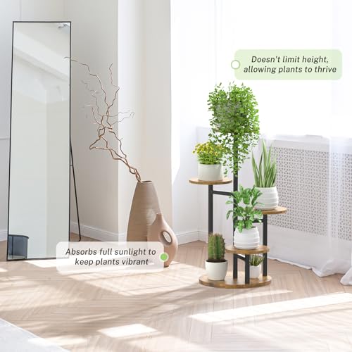 6 Tier Metal Wood Corner Plant Stand Indoor Outdoor H78199
