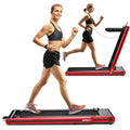 Goplus 2 in 1 Folding Treadmill, 2.25HP Electric Under Desk Treadmill W/LED Display, Blue Tooth Speaker, APP & Remote Control, Phone Holder, Walking Running Machine for Home Office Gym