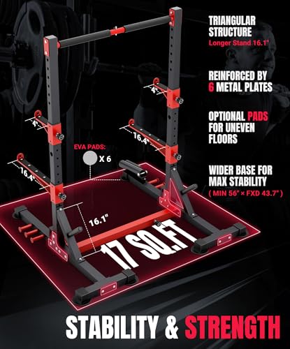 YOLEO Squat Rack with Adjustable Pull-Up Bar & Safety Arms for Home Gym S83351
