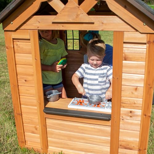 Backyard Discovery Sweetwater Cedar Wooden Kids Playhouse with Play Kitchen P65438