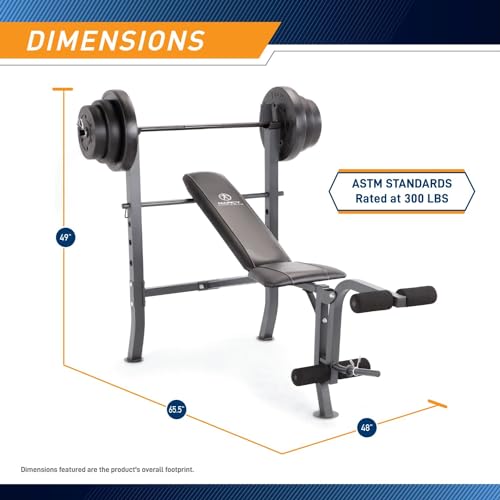Marcy Standard Weight Bench with Vinyl-Coated Weight Set for Home Gym O2680