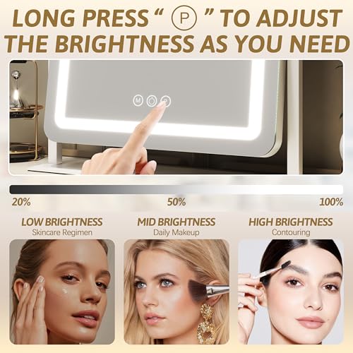Vanity Mirror with Lights, 12.6"×15" LED Makeup Mirror, Touch Control Dimmable D52089