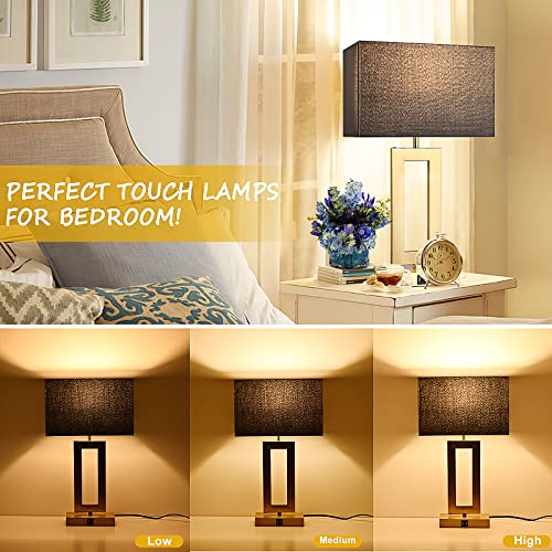 22" Touch Control Table Lamps with USB Ports, Dimmable, Gold & White V1178