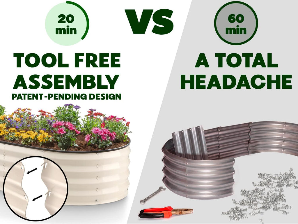 Galvanized Raised Garden Bed Outdoor 4x2x1 ft Metal Planter Box White X166004