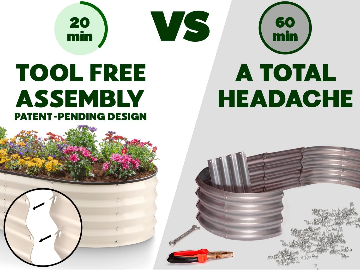 Galvanized Raised Garden Bed Outdoor 4x2x1 ft Metal Planter Box White X166004