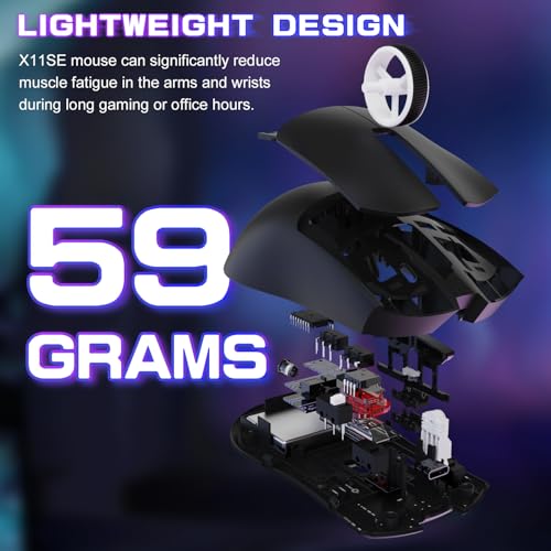 Attack Shark X11SE Wireless Gaming Mouse, Tri-Mode 22K DPI, 59g, Berry Red Y3775