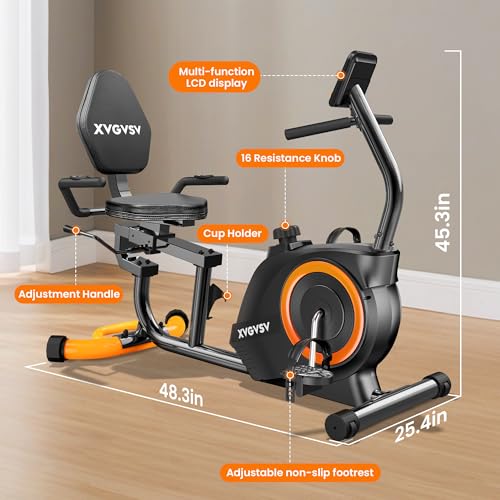 Recumbent Exercise Bike for Home, Quiet Stationary Bike for Adults & Seniors, 400LB Capacity X156547