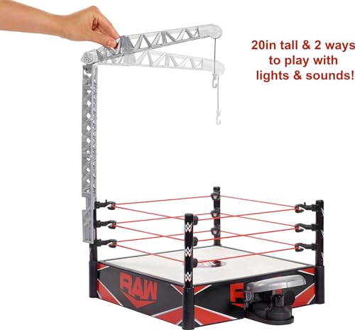 Mattel WWE Wrekkin' Kickout Ring Playset with Launcher & Championship, 13-inch x 20-inch P27647