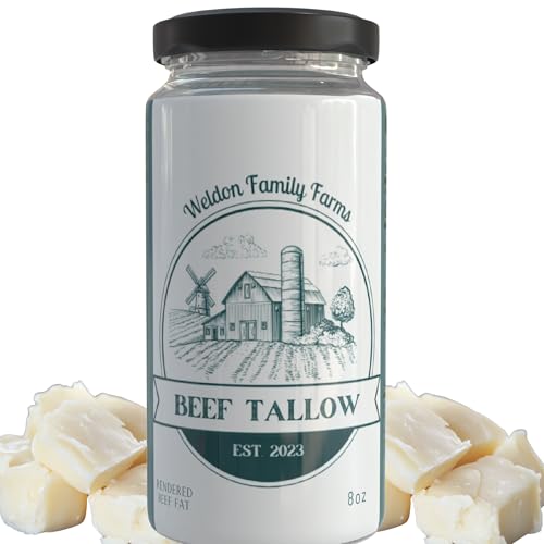 Weldon Family Farms Rendered Beef Tallow for Cooking, Grass Fed, 2 Pack, 16oz Total C474231