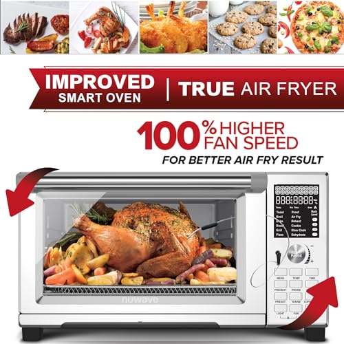 Nuwave Bravo XL Pro Air Fryer Toaster Oven with Grill Combo, 30QT, Stainless Steel F898