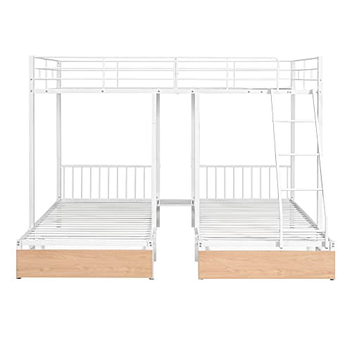 Heavy Duty Triple Bunk Bed for Kids, Twin Over Twin with Guardrails and Ladder, Black K153790