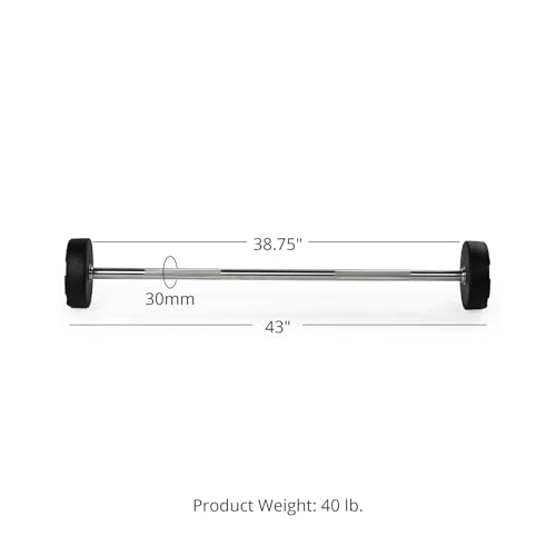Titan Fitness Rubber Curl Fixed Barbells, Pre-Loaded Weight Bar Y406