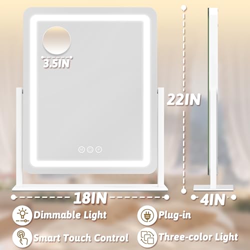 Vanity Mirror with Lights, 12.6"×15" LED Makeup Mirror, Touch Control Dimmable D52089
