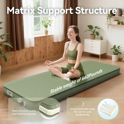 Self Inflating 4" Memory Foam Sleeping Pad with Built-in Electric Pump for Camping C265