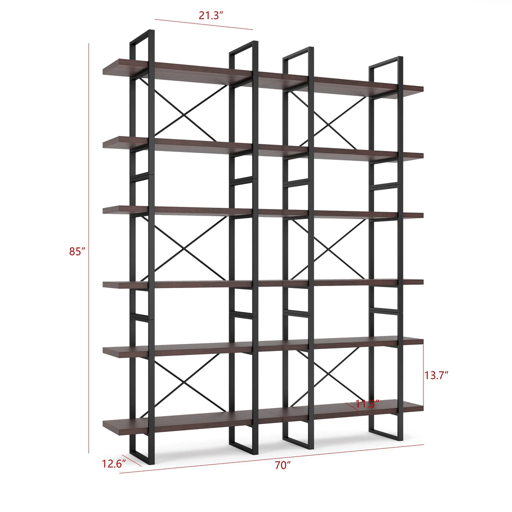Davee Dark Walnut 6-Tier Divider Bookcase X943204