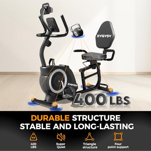 Recumbent Exercise Bike with 400LB Capacity and Magnetic Resistance V9846