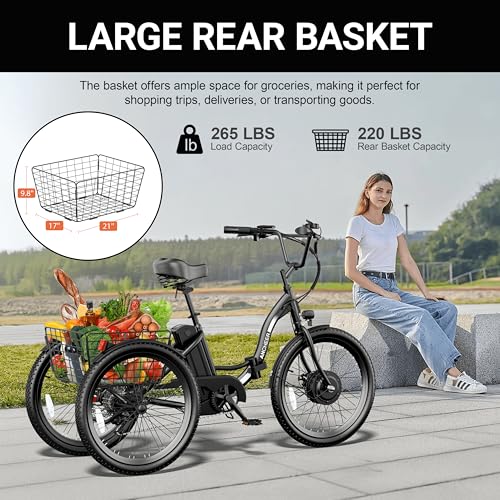 ANCHEER Electric Tricycle for Adults, 350W Folding 3-Wheel Ebike, 48V 499Wh S15636