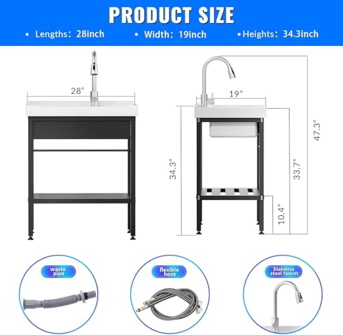 Stainless Steel Utility Sink with Faucet and Drain Kit I168