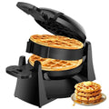 Waffle Maker, 1400W Double Belgian Waffle Iron 180° Flip, 8 Slices, Rotating & Nonstick Plates, Removable Drip Tray for Easy Cleaning, Cool Touch Handles, Space Saving Storage, Black