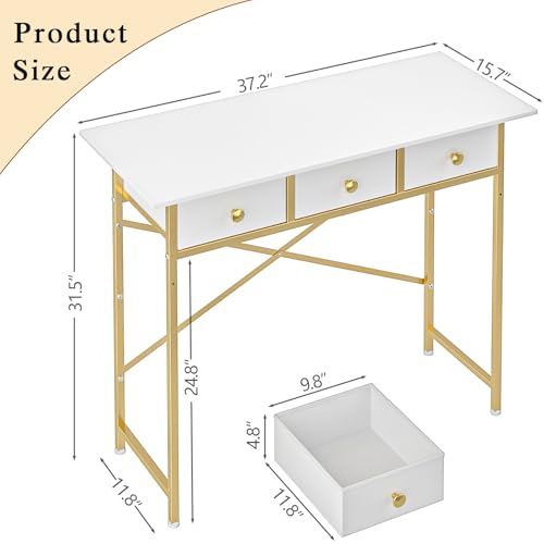 White Vanity Desk with Drawers for Kids Bedroom, 31.5 Inch J2831