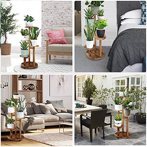GEEBOBO 5-Tier Tall Plant Stand for Indoor, Wood Corner Display Rack, Walnut K379