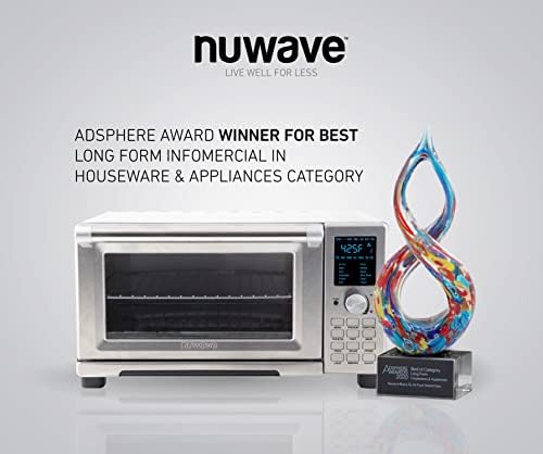 Nuwave Bravo Air Fryer Toaster Smart Oven, 12-in-1 Countertop Convection, 30-QT XL, Stainless Steel Look H960464