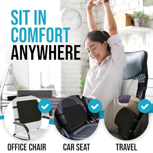 FORTEM Office Chair Cushion and Back Support, Memory Foam Lumbar Pillow, Non Slip, XL V440